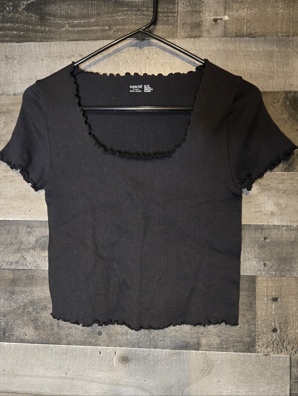 aerie superchill black crop top